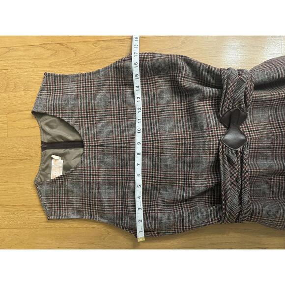 Vintage Pendleton Virgin Wool Plaid Sleeveless Dress Belted Size 12 Made USA - Picture 6 of 11